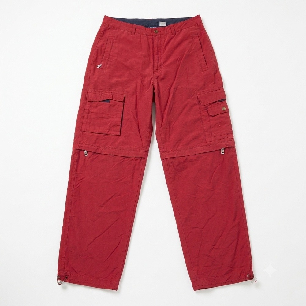 Vintage Utility Mens 33x30‎ Red Convertible Cargo Pants Zip Off Shorts Y2K